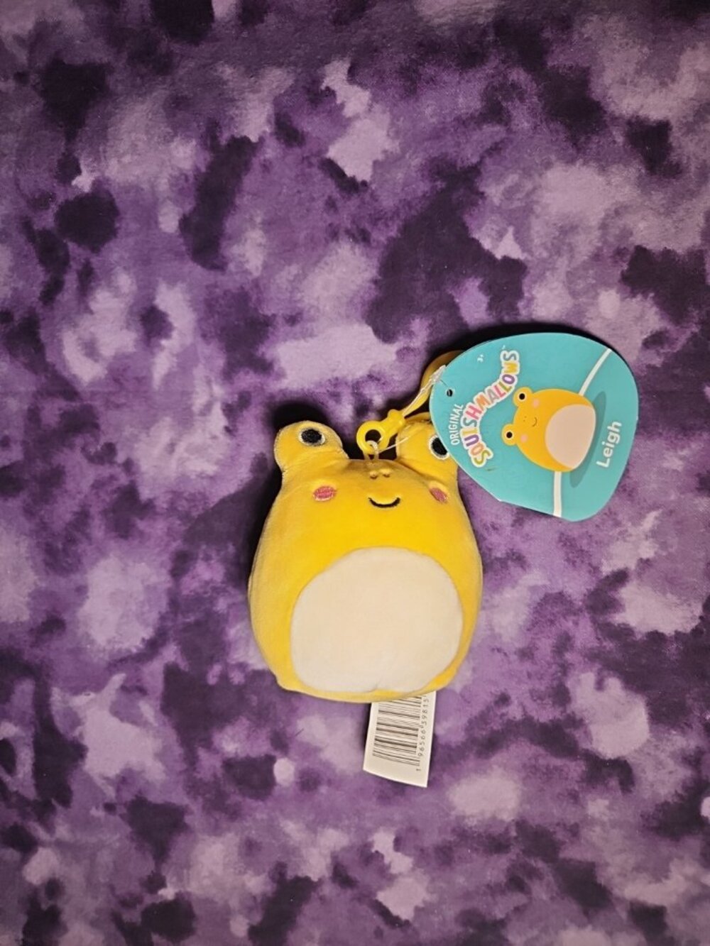Squishmallows Leigh 3” Clip On Keychain Yellow Frog Tadpole NEW WITH TAGS